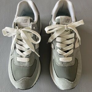 New Balance Green and White Platform Sneakers